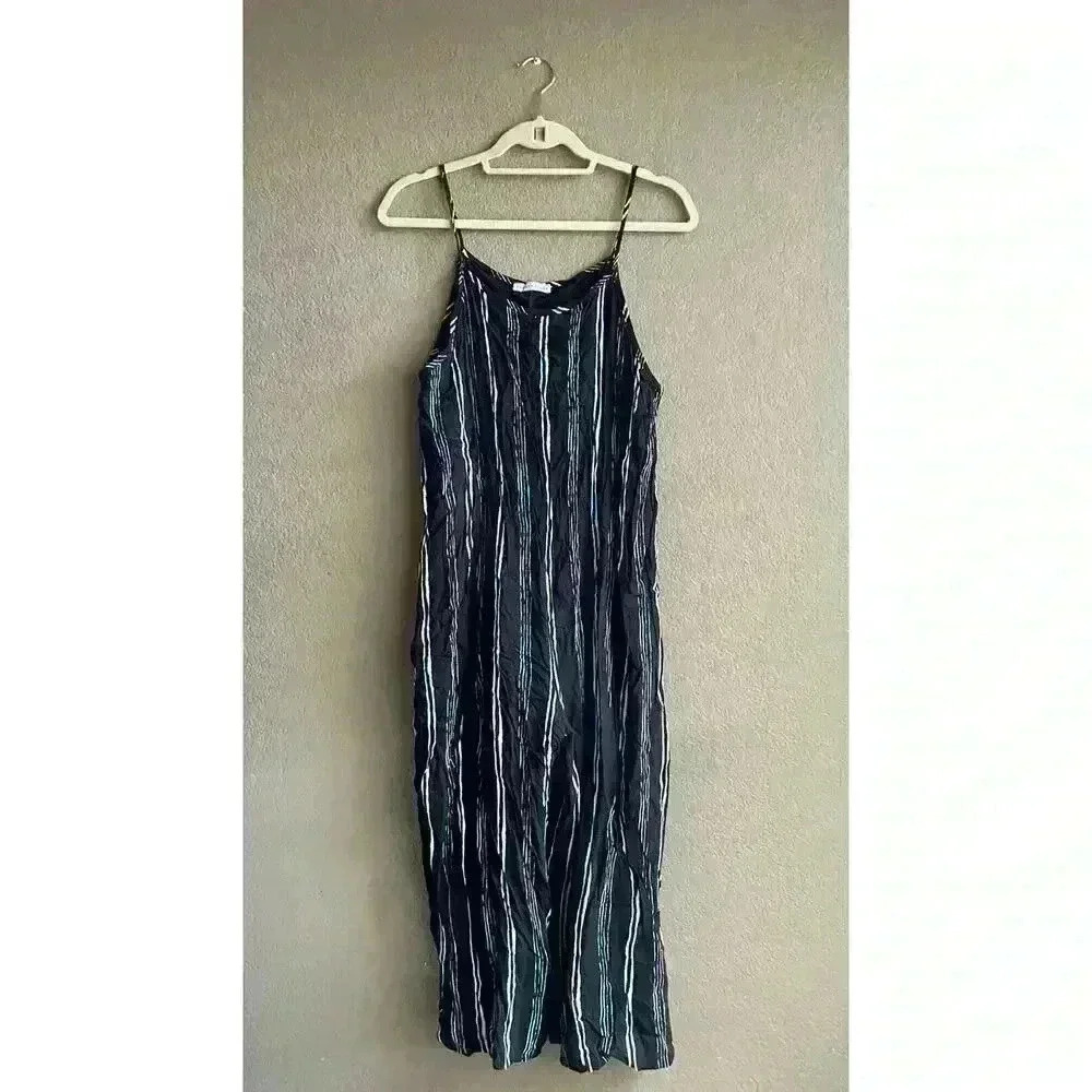 PAPER CRANE‎ Women's Jumpsuit Sleeveless Lined Rayon Striped Size Large